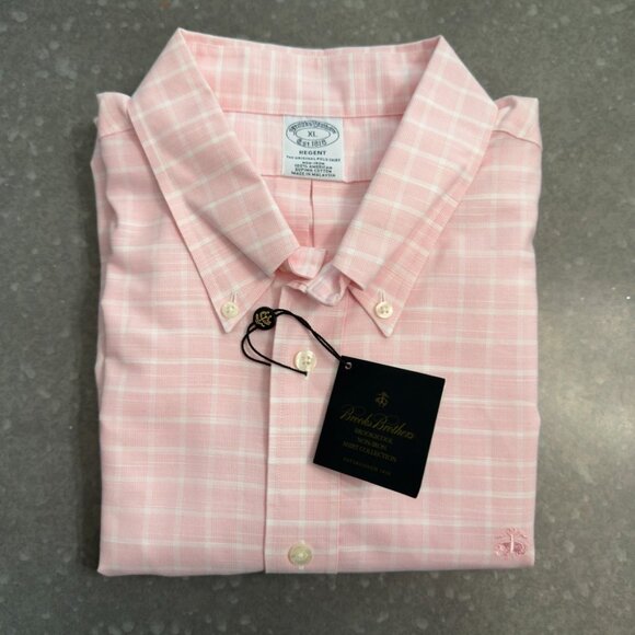 Brooks Brothers Pink Windowpane Check Button-Down Shirt – Size XL - Picture 2 of 14
